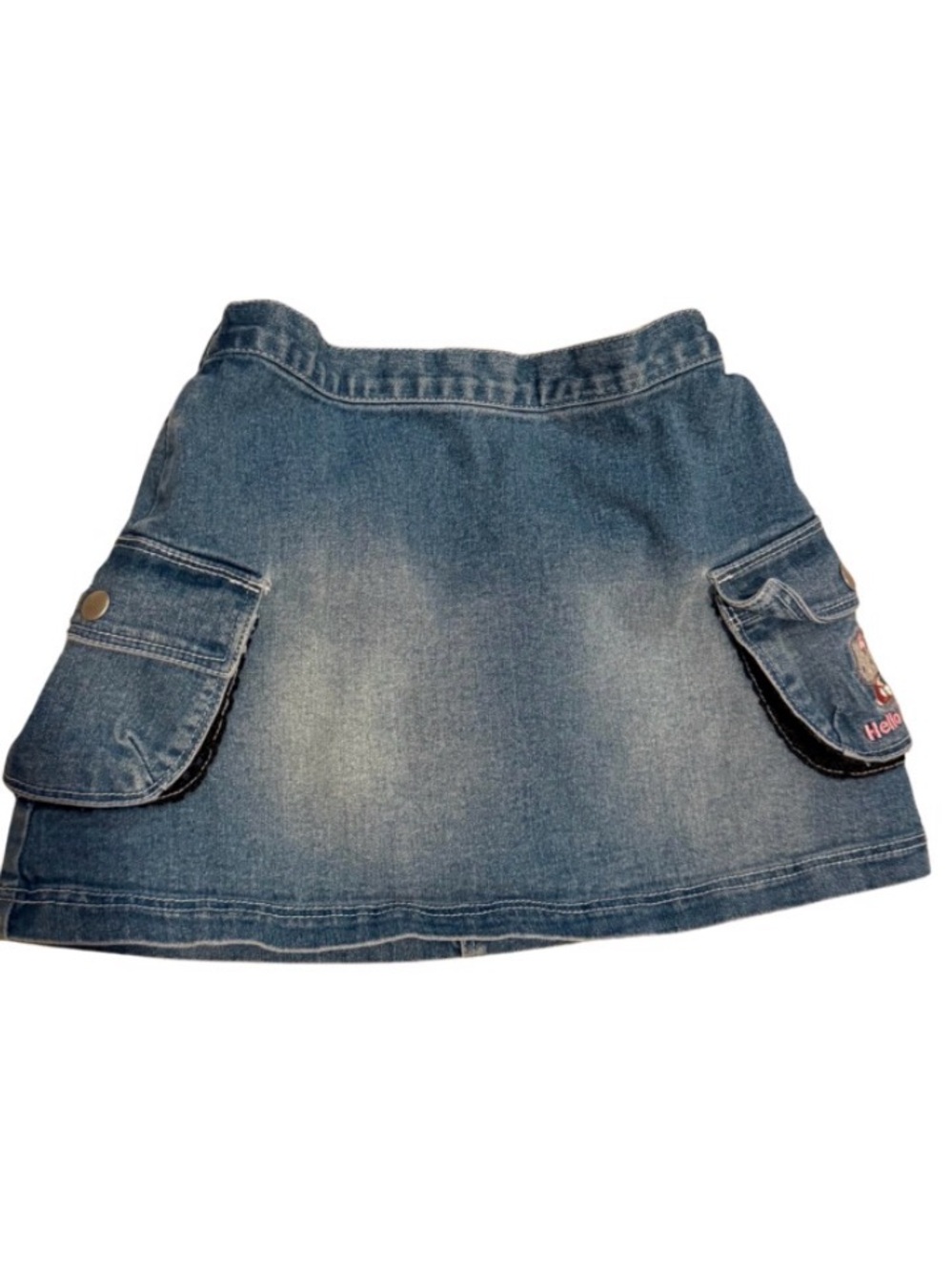 Vintage Toddler Hello Kitty Denim Skirt with Elastic and Adjustable Waist